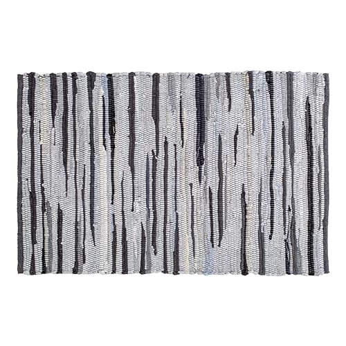 Chindi Kitchen Rug 2x3 Feet - Charcoal | Cotton Small Throw Rugs for Bathroom, Easy Care Grey Hand Woven Mat - color: Charcoal, size: 2 x 3 feet