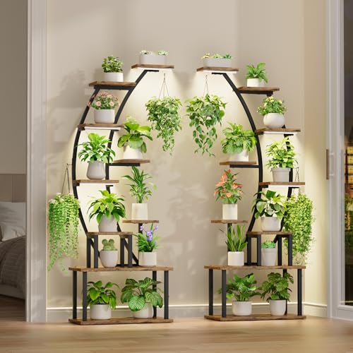 BACEKOLL Plant Stand Indoor with Grow Lights, 63" Tall Lighted Plant Shelf | 9 Tier Corner Plant Holder for Indoor Growing, Large Flower Display Rack for Living Room, Bedroom, Office, Home Decor, Black