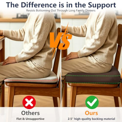 Chair Cushions for Dining Chairs Set of 4, 17" x 16" x 2.5" Thick D-Shaped Seat Cushions with Removable Washable Cover and Ties, Non-Slip Chair Pads for Kitchen, Indoor Dining Room (Brown & Grey) - color: Brown & Grey