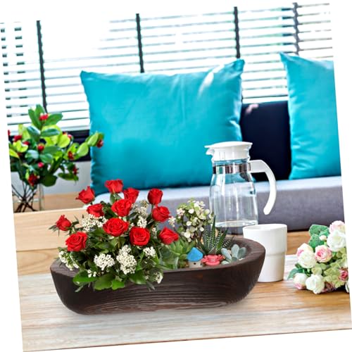 Vaguelly Rustic Wooden Bowl Decorative Centerpiece Bowl for Table Decor Versatile Farmhouse Style for Dining Table Elegance