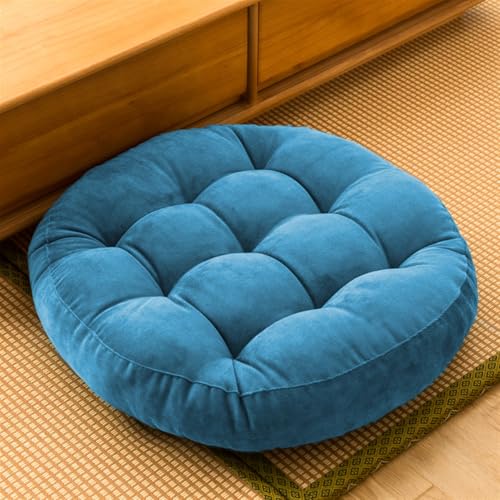 SK Studio Meditation Floor Pillow Large Round Seat Cushion for Adults | 22x22 Inch Tufted Corduroy Floor Cushion for Classroom Living Room Yoga, Blue - color: Blue, size: 22"W x 22"L (Pack of 1)