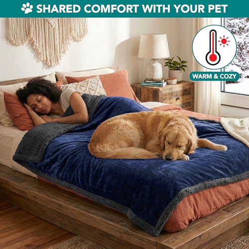 PetAmi Dog Blanket Small Medium Pet Cat Puppy Kitten, 40x29 Mini, Blue Gray | 460 GSM, Soft Sherpa Fleece Throw, Reversible Plush Couch Cover Protector Crate Carrier Sofa Bed Car Seat, Machine Washable - color: Navy/Gray Sherpa, size: Medium - 29 X 40 Inc