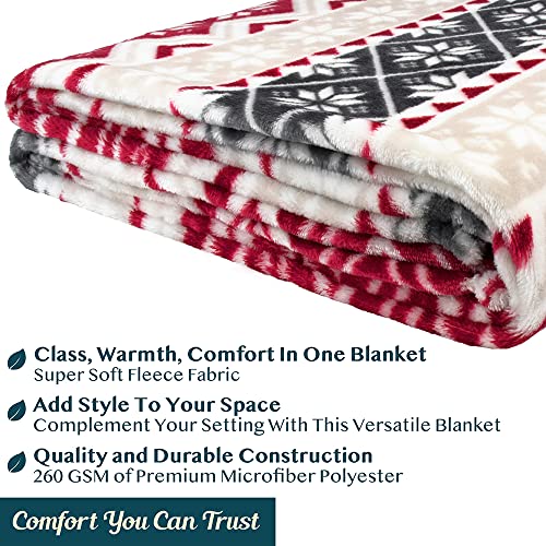 PAVILIA Christmas Throw Blanket | Holiday Christmas Red Fleece Blanket | Soft, Plush, Warm Winter Cabin Throw, 60x80 (Red Snowflakes) - color: Holiday - Snowflakes, size: 60 X 80 Inches - Twin