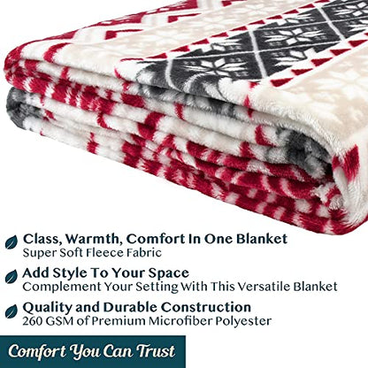 PAVILIA Christmas Throw Blanket | Holiday Christmas Red Fleece Blanket | Soft, Plush, Warm Winter Cabin Throw, 60x80 (Red Snowflakes) - color: Holiday - Snowflakes, size: 60 X 80 Inches - Twin