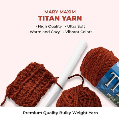 Mary Maxim Titan Bulky Yarn, Weight 5 Acrylic, Chunky Yarn for Crocheting and Knitting, Ideal for Thick, Soft Blankets, Throws, and Graph Style Sweaters, 80 Yards - Russet - 1 Skein - color: Russet