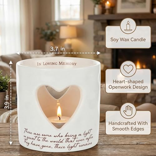Sympathy Gifts for Loss of Mom, Ceramic Bereavement Votive Candle Holders Gifts, Memorial Gifts for Loss of Mom, Condolences Grief Gift for Loss, in Memory of Loved One (with 10 Tealight Candles)