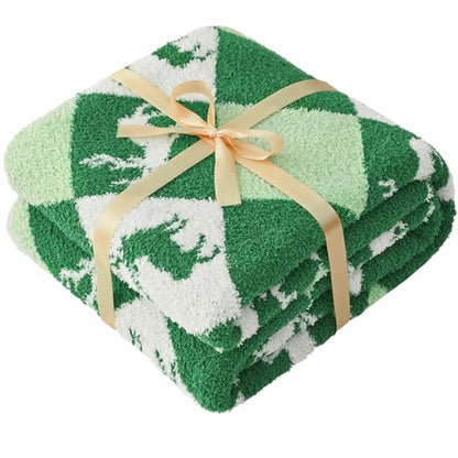 Christmas Knit Throw Blanket - Super Soft Cozy Fuzzy Blankets for Couch, Sofa & Bed, Holiday Throw Blanket，50"x60" - color: Christmas Reindeer, size: Throw/Travel(50"x60")