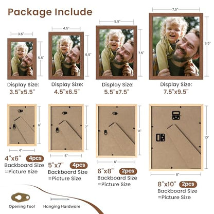 Heimlove Walnut Wood Grain Collage Picture Frames Set of 12,Two 8x10,Two 6x8,Four 5x7,Four 4x6 Photo Frames,Gallery Wall Frame Set for Wall Mount or Tabletop Display - color: WALNUT WOOD GRAIN