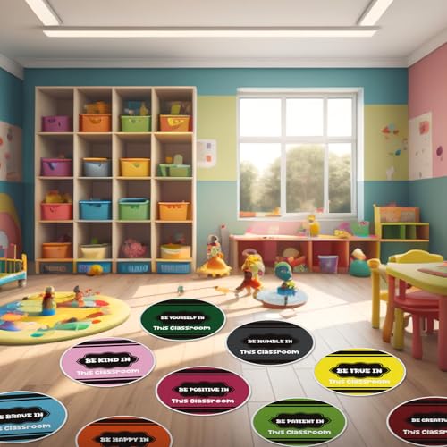 12 Pcs Carpet Circle Seats, 15 Inch Round Classroom Rug, Non Slip Corner Floor Cushion Mat, Circle Time Rug for Living Room, Learning, Playing Areas, Story Time, Group Activity(Crayon) - style: Crayon