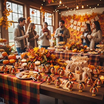 RoundFunny 50 Pcs Miniature Fall Resin Turkey Figurines Thanksgiving Decor | Mini Turkey to Hide and Seek, Fall Thanksgiving Little Statue for DIY Crafts Autumn Harvest Party Table Tiered Trays Decor - style: Turkey