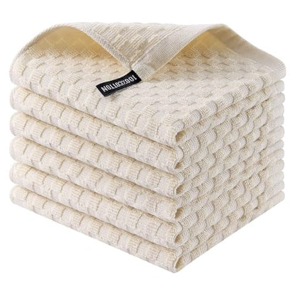 Homaxy 100% Cotton Terry Dish Cloths, 12"x12", 6-Pack, Beige | Ultra Soft Absorbent Dish Towels with Hanging Loop, Pineapple Grid Designed - color: Beige, size: 12 x 12 - 6 Pack