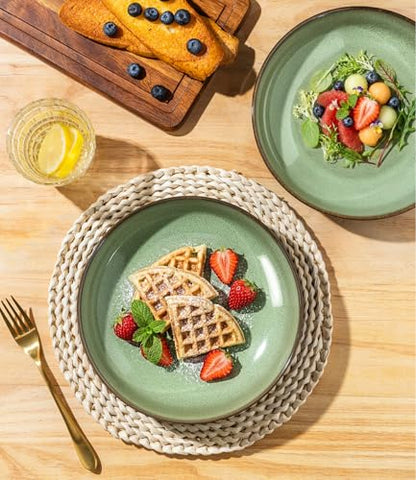 LERATIO 9.0" Ceramic Pasta Bowls Set of 4,38oz Large Stoneware Bowls Set | Reactive Glaze Serving Bowls Set,Wide Bowl for Pasta,Salad,Fruit & Noodles,Housewarming & Wedding Gift-Light Green - color: Light Green, size: Set of 4