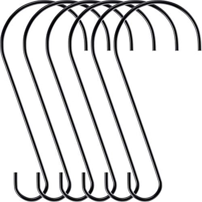 Hotop 6 Pieces Heavy Duty Big S Hooks Bird Feeder Garden Rustproof Stainless Steel Hook for Tree Branch, Kitchen, Bird House, Plants, Baskets, Lanterns and Bicycles(12 Inch,Black) - color: Black, size: 12 Inch