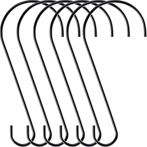 Hotop 6 Pieces Heavy Duty Big S Hooks Bird Feeder Garden Rustproof Stainless Steel Hook for Tree Branch, Kitchen, Bird House, Plants, Baskets, Lanterns and Bicycles(12 Inch,Black) - color: Black, size: 12 Inch