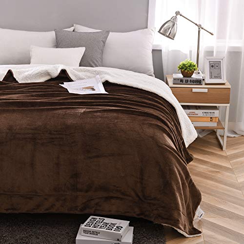 NANPIPER Sherpa Blanket Twin Thick Warm Throw for Winter Bed Super Soft Fuzzy Flannel Fleece/Wool Like Reversible Velvet Plush Blankets (Brown Twin Size 60"x80") - color: Brown, size: Twin