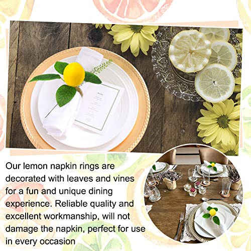 Lemon Napkin Rings Set of 12, Faux Lemon Summer Farmhouse Napkin Ring Holder for Dining Table Decor Banquet Wedding Birthday Thanksgiving Christmas Easter Holiday Table Decorations - size: 12-Pack