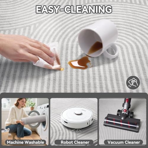 Hallway Kitchen Runner Rug Non-Slip Low Pile Washable Rug Gray 2x5 ft | Soft Entryr Mat Carpet TPR Backing , Thin Profile, Abstract Pattern for Bedroom, Bathroom, Entryway Long Runners, Easy Clean - color: Grey, size: 2' x 5'