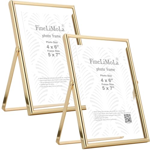 Gold 5x7" Floating Picture Frame 2pack for Photo Sizes(3.5x5'',4x6'')for Adjustable Tabletop/Shelf Photo Frame,4x6'' Classy Gift Floating Frames for Wedding,Christmas,Birthady,Home or Office Decor. - size: 5x7''(2PK)