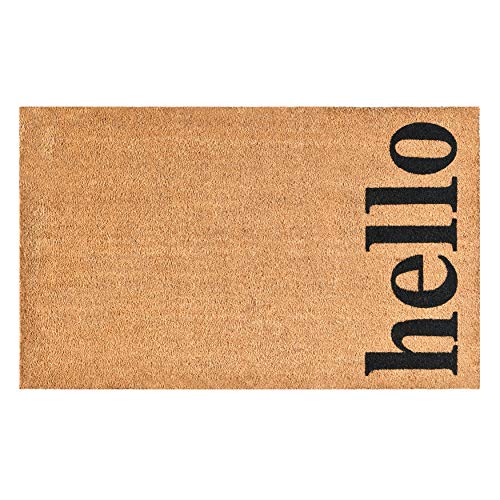 Calloway Mills 102612448NBB Vertical Hello Doormat, 24" x 48", Natural/Black (Natural/Black, 24" x 48") - color: Natural/Black, size: 2' x 4' (Rectangular)