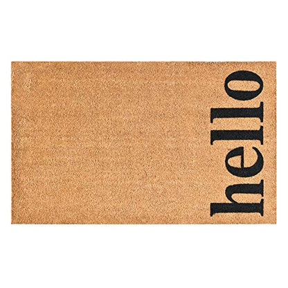 Calloway Mills 102612448NBB Vertical Hello Doormat, 24" x 48", Natural/Black (Natural/Black, 24" x 48") - color: Natural/Black, size: 2' x 4' (Rectangular)