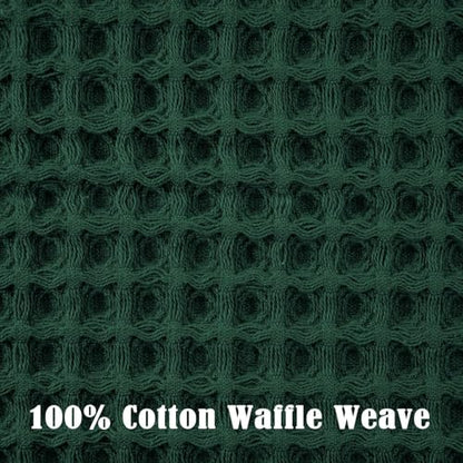Waffle Hand Towels Set of 5 (Hunter-Green) – Cotton, Quick Dry, Lint Free | 13” x 29”, Bathroom Decor & Kitchen Towels - color: Hunter-green