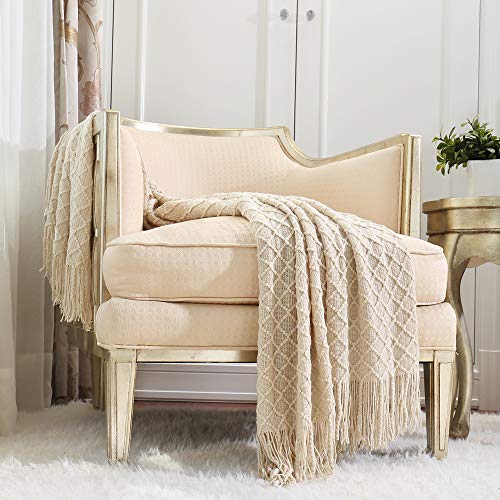 CREVENT Home Decor Rustic Couch Sofa Chair Bed Throw Blanket, Soft Warm Cozy Light Weight for Travelling in Spring Summer (50''X60'' Beige/Ivory) - color: Natural Beige, size: 50inchx60inch