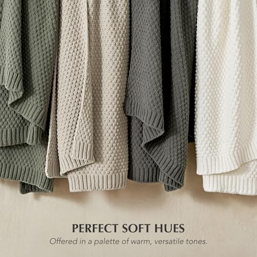 EVERGRACEHOME Chunky Chenille Knit Throw Blanket, 50 x 60, Charcoal Gray | Sculpted Moss Stitch, Chic Modern Farmhouse, All-Season Warmth, OEKO-TEX® Certified, Elegant Blanket for Couch, Bed, Sofa - color: Charcoal Gray, size: 50" X 60"
