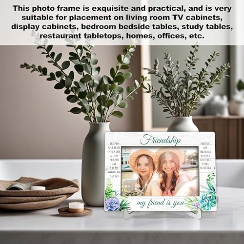 YSTEP Friendship Picture Frame, Best Friend Picture Frame, Long Distance Friendship Gifts, My Friend Is You Gifts, Wood 4x6 Photo Frame for Desk Display-B02 - style: Style 1