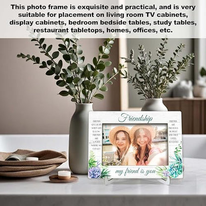 YSTEP Friendship Picture Frame, Best Friend Picture Frame, Long Distance Friendship Gifts, My Friend Is You Gifts, Wood 4x6 Photo Frame for Desk Display-B02 - style: Style 1