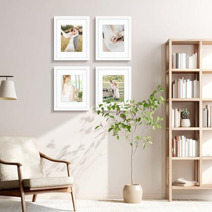 Golden State Art 11x14 White Picture Frame,Solid Wood&Real Glass,Mat 8x10 | 1 Pack 11x14 Photo Frame, White Mat Display for 8x10 Picture, Horizontal and Vertical Wall Mounting, Home Decor - size: 11x14 White, for (1) 8x10