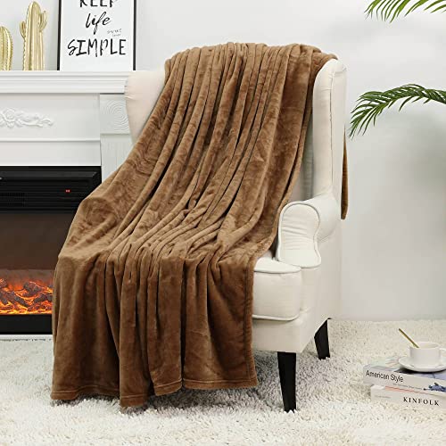 NANPIPER Fleece Blankets Super Soft Flannel Queen Size Blanket for Bed Luxury Cozy Microfiber Plush Fuzzy Blanket,Coffee Brown - color: Coffee Brown, size: Queen