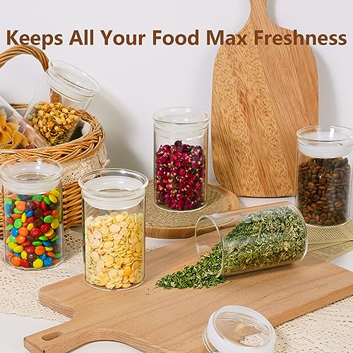 ZENS 15oz Airtight Glass Jars Set of 3, Small Food Container Spice Jars | Thick Borosilicate Clear Glass Kitchen Canisters with Airtight Lids for Herbs, Loose Tea Storage Jars - size: 4-15oz 3Pack