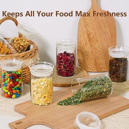 ZENS 15oz Airtight Glass Jars Set of 3, Small Food Container Spice Jars | Thick Borosilicate Clear Glass Kitchen Canisters with Airtight Lids for Herbs, Loose Tea Storage Jars - size: 4-15oz 3Pack