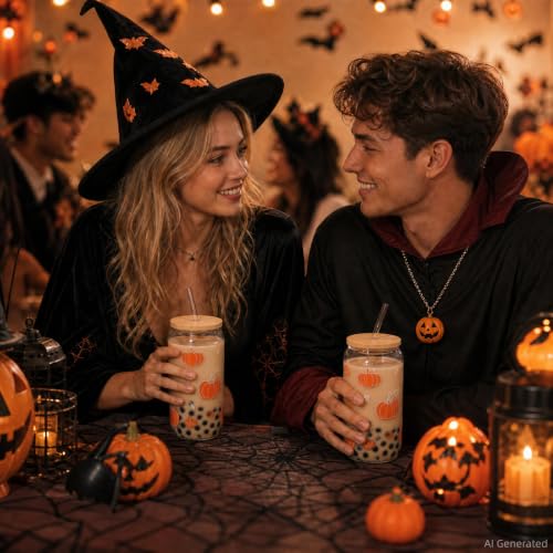 Fall Pumpkin Glass Cup Thanksgiving Halloween Autumn Gifts | Iced Coffee Glass Cups with Lid and Straw Mug Tumbler Presents for Women Teen Girls Harvest Festival Basket Stuff 16oz - style: Pumpkin