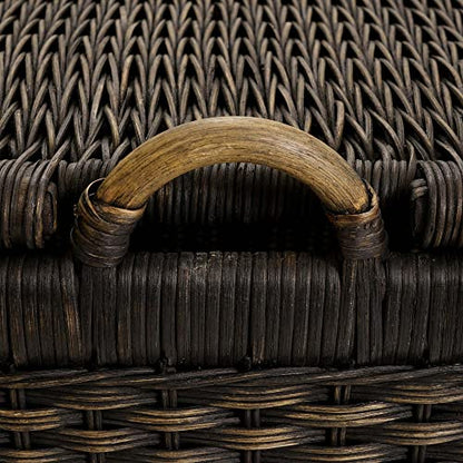 The Basket Lady Lift-Off Lid Wicker Storage Basket, L, Walnut Brown | Outside: 24.5" L x 18" W x 17.5" H | Inside: 21.5"L x 15.5"W x 14"H - Handcrafted by artisans from natural rattan - color: Antique Walnut Brown, size: Large