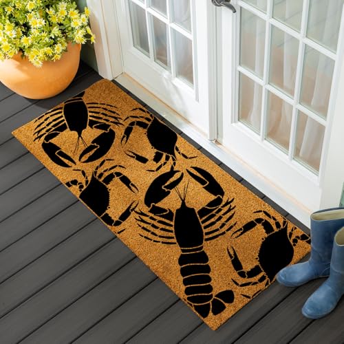 Evergreen Nature Coir Doormat, 2'x5' Welcome Mats for Double Doors, Outdoor Indoor Entrance Rug, Non-Slip Front Door Mat for Beach House Porch Patio, Housewarming Gift (Lobsters and Crabs, 60"x24") - color: Lobsters and Crabs, size: 2' x 5' (Rectangular)