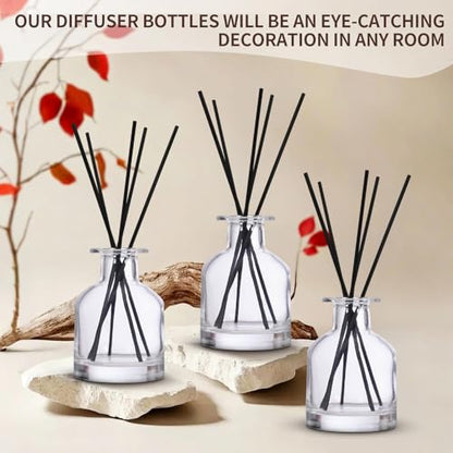 4 Pack Perfume Reed Diffuser Bottle,Empty Big Belly Aromatherapy Essential Oil Bottles Glass Jar with Black Sticks for DIY Fragrance Replacement Diffuser Sets (150ml/ 5 oz, Transparent Color) - color: Transparent( 5 Oz )