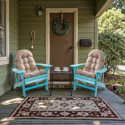 Adirondack Chair Cushion, Rocking Chair Cushion 44x19.4x4 inch, High Back Patio Cushions of Upper and Lower with Ties, Sunscreen and Fade-Resistant (Beige, 2) - color: Beige