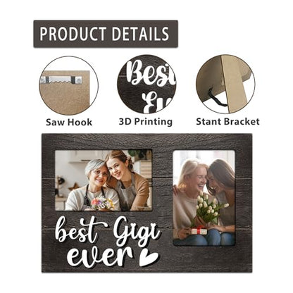 Gigi Gifts, Mothers Day Gigi Gift from Grandkids, 3D Photo Frame Hold 4x6 Inches Two Photos - Picture Frame Present for Grandparents Day - color: Gigi