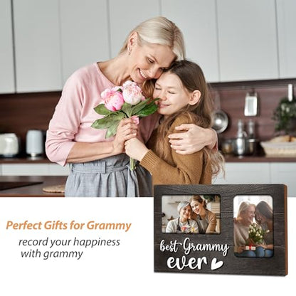 Grammy Gifts, Grammy Gift from Grandkids Mothers Day, 3D Photo Frame Hold 4x6 Inches Two Photos - Picture Frame Present for Grandma Grandparents Day, Birthday - color: grammy