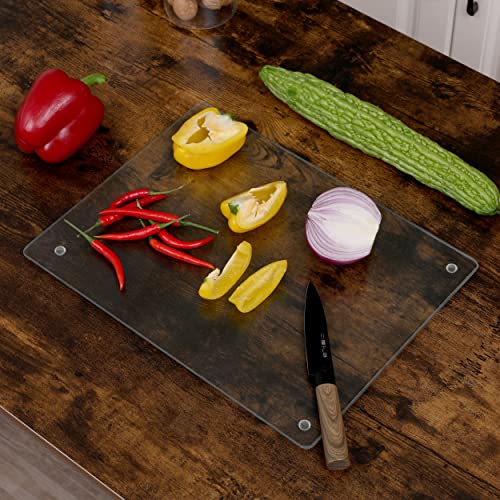 Murrey Home Glass Cutting Board for Kitchen Counter, Tempered Glass Chopping Boards Dishwasher Safe, Small Clear Countertop Tray, Scratch Resistant, Heat Resistant, Non Toxic, Frosted, 20"x16" - color: Textured Clear, size: 19.7"L x 15.7"W