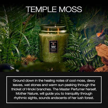 Voluspa Temple Moss, Two Wick Luxe Candle Jar, 44 oz, Coconut Wax Blend, Scented Candles for Home, 140 Hour Burn Time, Handcrafted in the USA - color: 23 - Temple Moss Two Wick