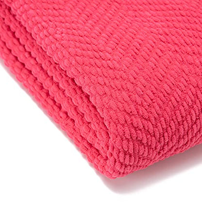Chanasya Premium Textured Knit Throw Blanket with Tassels - Soft, Cozy Blanket for Couch, Bed, Living Room - 50" x 65” - Azalea - color: Azalea