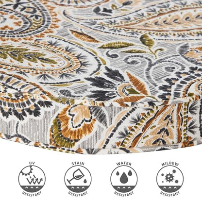 Set of 2 Outdoor 18 inch Round Patio Dining Chair Pads – Comfortable Fiber-Filled Seat Cushions with Ties, Reversible Polyester Fabric, Arctic Paisley - color: Arctic Paisley