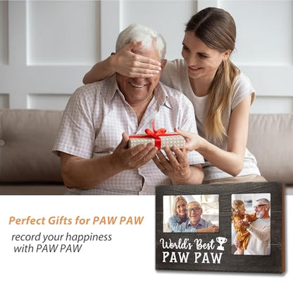 Fathers Day Pawpaw Gifts, Paw Paw Gift for Grandpa 3D Photo Frame Hold 4x6 Inches Two Photos, Best Pawpaw Ever Birthday Gift for Him from Grandkids, Gifts for Pawpaw Who Wants Nothing - color: paw paw