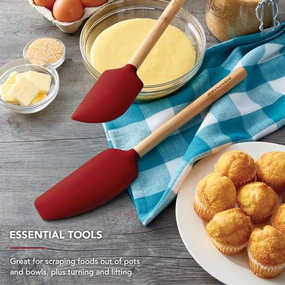 KitchenAid Bamboo Spatula Set, Empire Red, 2-Piece - color: Empire Red