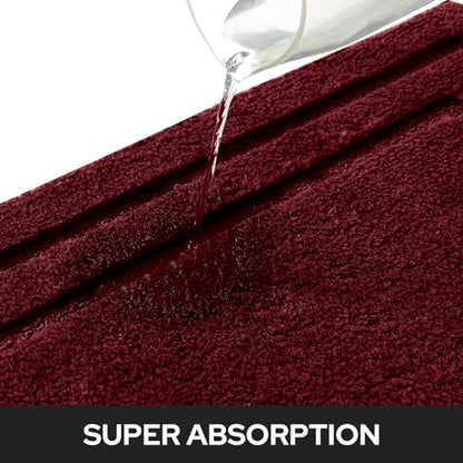 HOMEIDEAS Bathroom Rugs Sets 2 Piece, Super Soft and Absorbent Non Slip Microfiber Machine Washable Bath Mat Set (20" x 32" + 16" x 24", Burgundy Red) - color: Loop- Burgundy Red, size: 1'4" x 2'8" (16"x24"+20"x32")