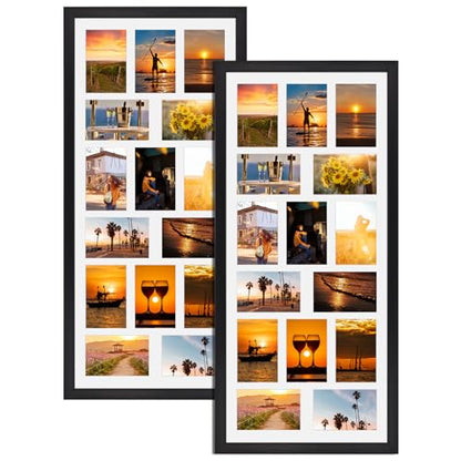 MEBRUDY 4x6 Collage Picture Frames with 15 Openings, 2 Pack Black Multi Photo Frames Display 4 x 6 Pictures with Mat for Wall Mounting, Irregularly Style - style: Irregularly Style-2 Pack