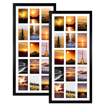 MEBRUDY 4x6 Collage Picture Frames with 15 Openings, 2 Pack Black Multi Photo Frames Display 4 x 6 Pictures with Mat for Wall Mounting - style: Regularly Style-2 Pack