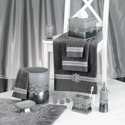 Avanti Linens - Bath Towel, Soft & Absorbent Cotton Towel (Braided Medallion Collection) - color: Granite, size: Bath Towel